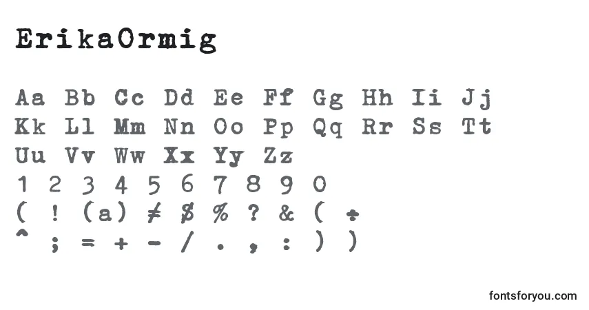 Шрифт ErikaOrmig – алфавит, цифры, специальные символы