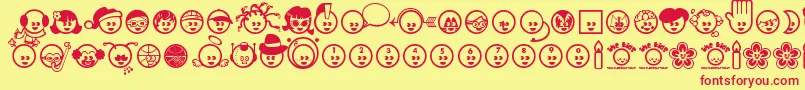 Thekids ffy Font – Red Fonts on Yellow Background