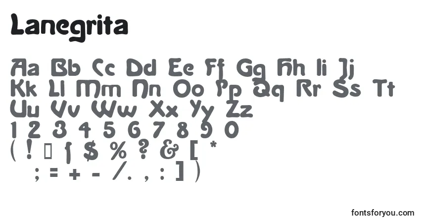 Czcionka Lanegrita – alfabet, cyfry, specjalne znaki