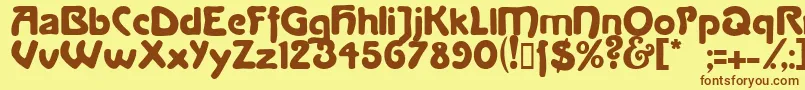 フォントLanegrita – 茶色の文字が黄色の背景にあります。