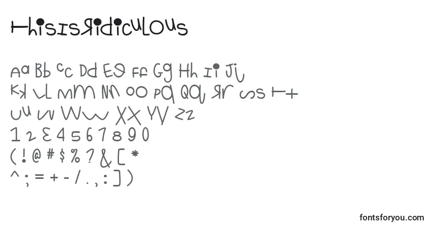 A fonte ThisIsRidiculous – alfabeto, números, caracteres especiais