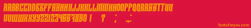 Damages3DfilledItalic Font – Orange Fonts on Red Background