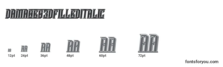 Damages3DfilledItalic Font Sizes