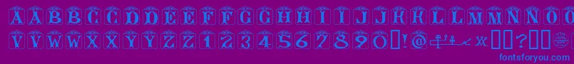 AngelotsUnregistered-Schriftart – Blaue Schriften auf violettem Hintergrund