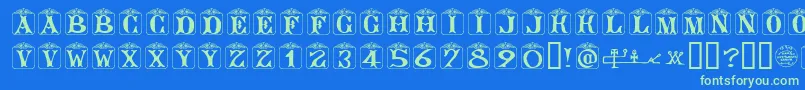 AngelotsUnregistered Font – Green Fonts on Blue Background