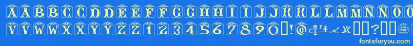 AngelotsUnregistered Font – Yellow Fonts on Blue Background