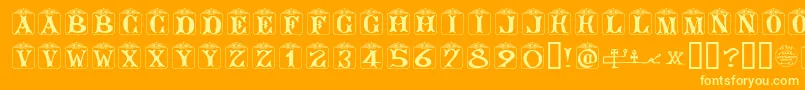 AngelotsUnregistered-Schriftart – Gelbe Schriften auf orangefarbenem Hintergrund