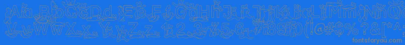 SpDrBy2Db-Schriftart – Graue Schriften auf blauem Hintergrund