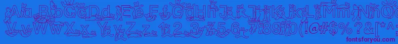 SpDrBy2Db Font – Purple Fonts on Blue Background