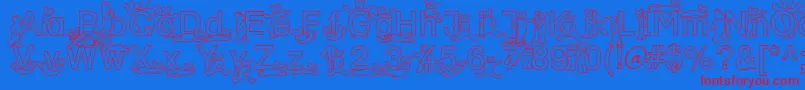 SpDrBy2Db Font – Red Fonts on Blue Background
