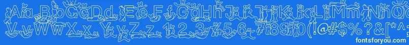 SpDrBy2Db-Schriftart – Gelbe Schriften auf blauem Hintergrund