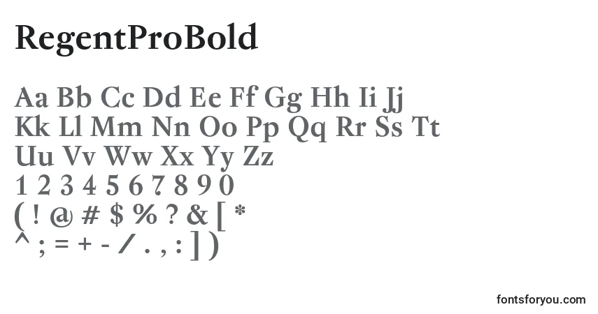 A fonte RegentProBold – alfabeto, números, caracteres especiais