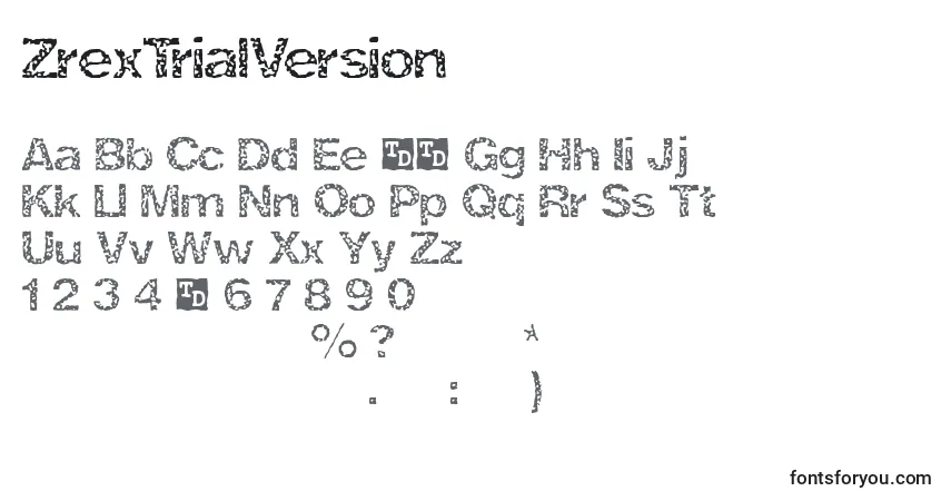 ZrexTrialVersion-fontti – aakkoset, numerot, erikoismerkit