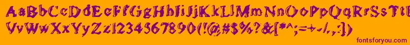 Golds-Schriftart – Violette Schriften auf orangefarbenem Hintergrund