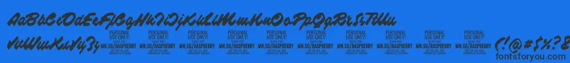 RaspberryscriptPersonalUse Font – Black Fonts on Blue Background