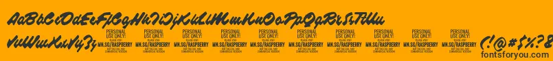 Шрифт RaspberryscriptPersonalUse – чёрные шрифты на оранжевом фоне