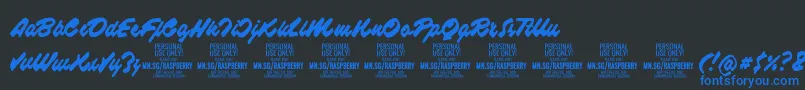 RaspberryscriptPersonalUse Font – Blue Fonts on Black Background