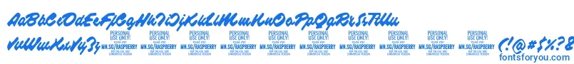 RaspberryscriptPersonalUse-Schriftart – Blaue Schriften auf weißem Hintergrund