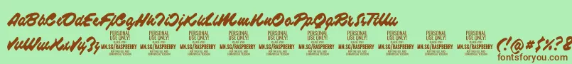 RaspberryscriptPersonalUse Font – Brown Fonts on Green Background