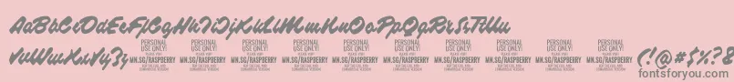 Шрифт RaspberryscriptPersonalUse – серые шрифты на розовом фоне