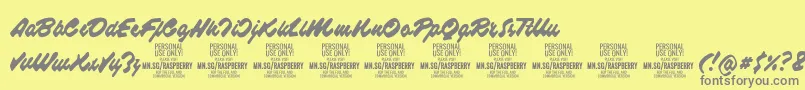 RaspberryscriptPersonalUse-Schriftart – Graue Schriften auf gelbem Hintergrund