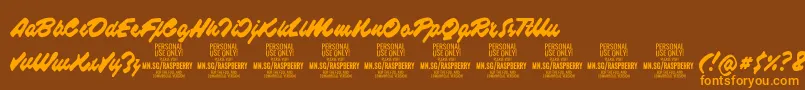 RaspberryscriptPersonalUse Font – Orange Fonts on Brown Background