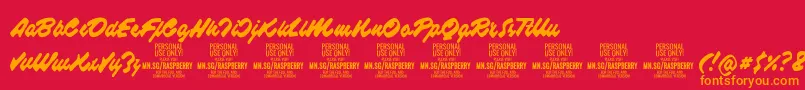 RaspberryscriptPersonalUse-Schriftart – Orangefarbene Schriften auf rotem Hintergrund