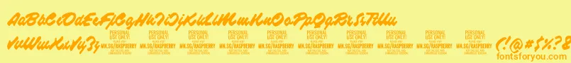 Шрифт RaspberryscriptPersonalUse – оранжевые шрифты на жёлтом фоне