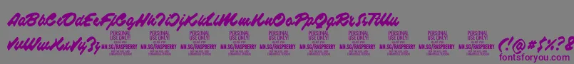 Шрифт RaspberryscriptPersonalUse – фиолетовые шрифты на сером фоне