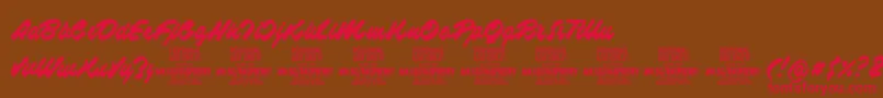 RaspberryscriptPersonalUse Font – Red Fonts on Brown Background