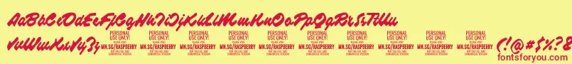 RaspberryscriptPersonalUse Font – Red Fonts on Yellow Background