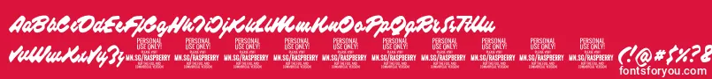 Шрифт RaspberryscriptPersonalUse – белые шрифты на красном фоне