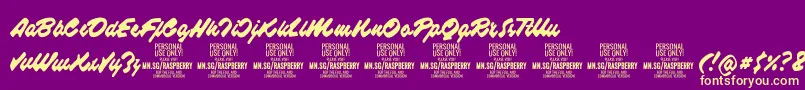 Шрифт RaspberryscriptPersonalUse – жёлтые шрифты на фиолетовом фоне