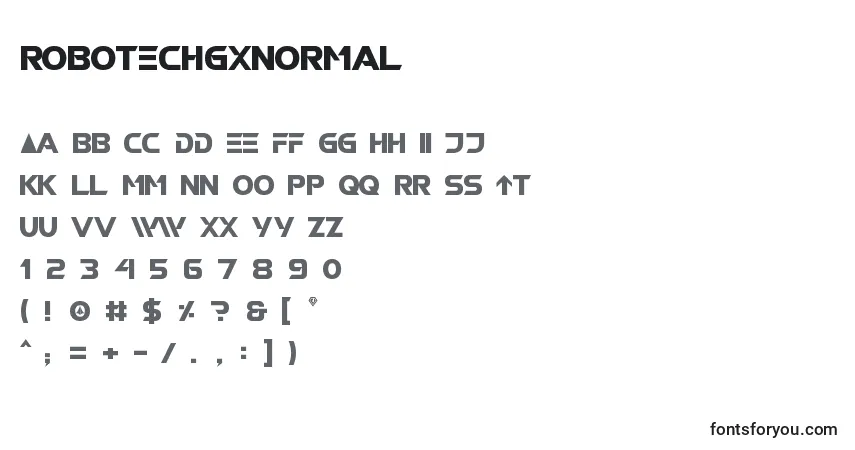 A fonte RobotechGxNormal – alfabeto, números, caracteres especiais