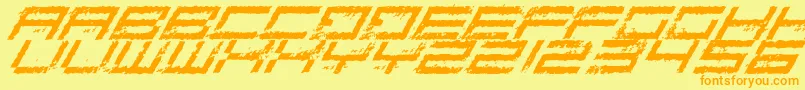 RustingRoboticaItalic Font – Orange Fonts on Yellow Background