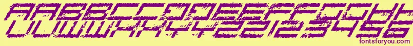 RustingRoboticaItalic Font – Purple Fonts on Yellow Background