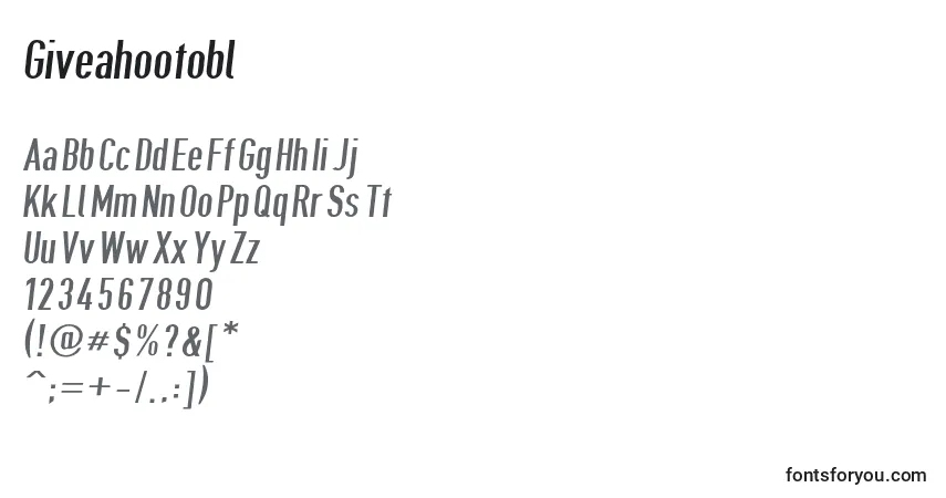 Schriftart Giveahootobl – Alphabet, Zahlen, spezielle Symbole