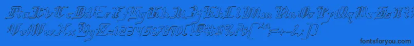 Redcoatsi Font – Black Fonts on Blue Background