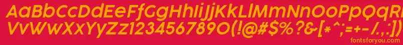 フォントCocogooseProSemilightItalicTrial – 赤い背景にオレンジの文字