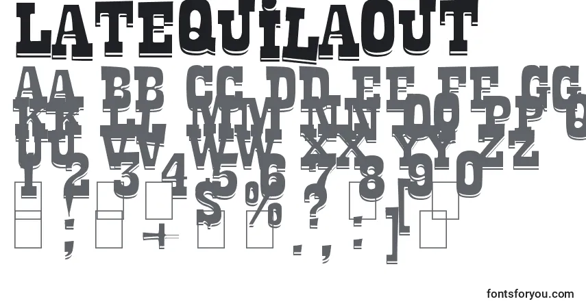 Czcionka LaTequilaOut – alfabet, cyfry, specjalne znaki