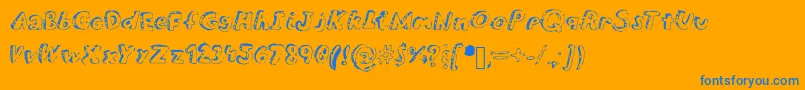 Overdue-Schriftart – Blaue Schriften auf orangefarbenem Hintergrund