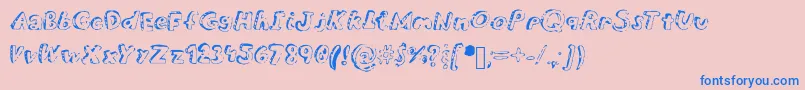 Overdue Font – Blue Fonts on Pink Background