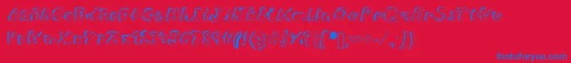 Overdue Font – Blue Fonts on Red Background