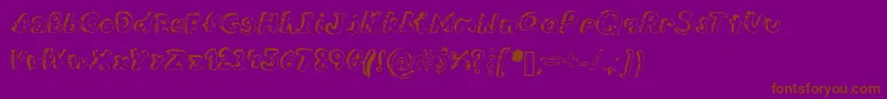 Overdue-Schriftart – Braune Schriften auf violettem Hintergrund