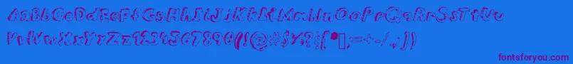 Overdue-Schriftart – Violette Schriften auf blauem Hintergrund