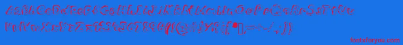 Overdue-Schriftart – Rote Schriften auf blauem Hintergrund