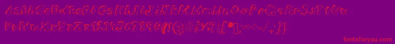 Overdue-Schriftart – Rote Schriften auf violettem Hintergrund