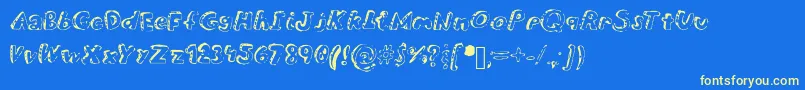 Overdue-Schriftart – Gelbe Schriften auf blauem Hintergrund