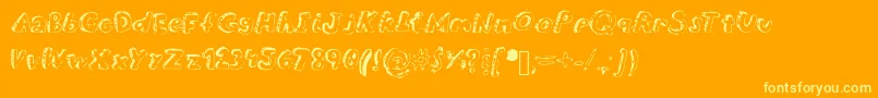 Overdue Font – Yellow Fonts on Orange Background