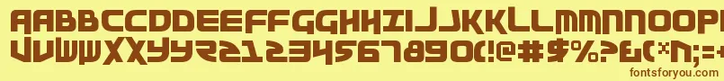 フォントMoltorv2 – 茶色の文字が黄色の背景にあります。